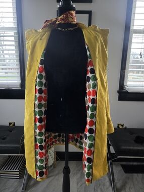 J. Crew Yellow  Light Coat with Multicolor Polka Dot Lining